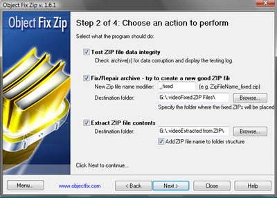 Repair corrupted, damaged ZIP files and recover or restore them