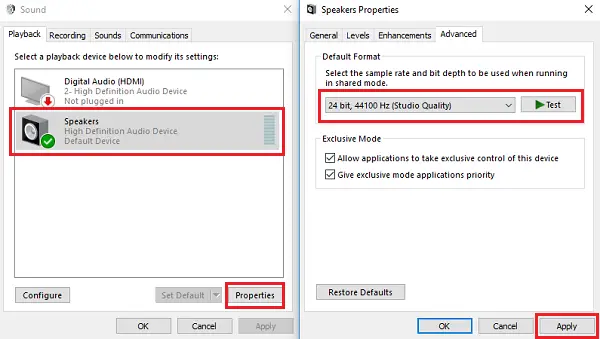 Change speaker quality to 24 bit