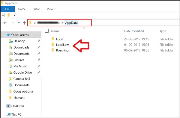 Local Locallow Roaming Folders In In Appdata On Windows 11 10