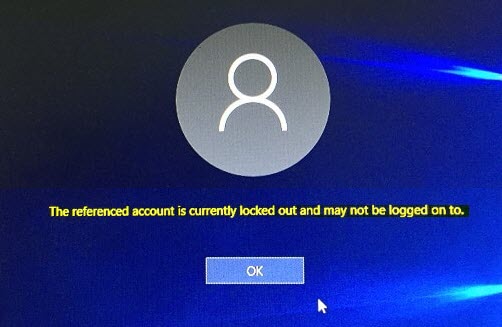 The referenced account is currently locked out