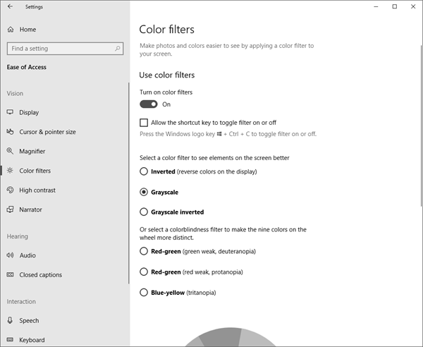 Color Filters to computer screen in Windows 10