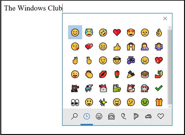 Emoji Panel in Windows 10