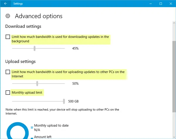 Limit Windows Update bandwidth in Windows 10