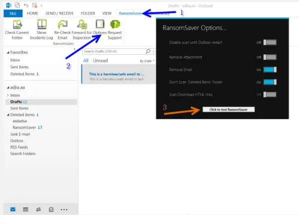 RansomSaver for Microsoft Outlook