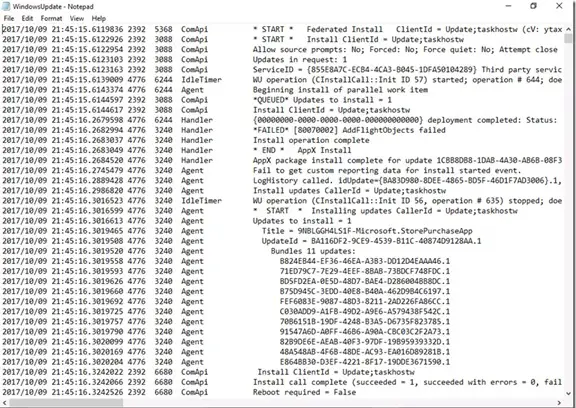 Windows Update log file