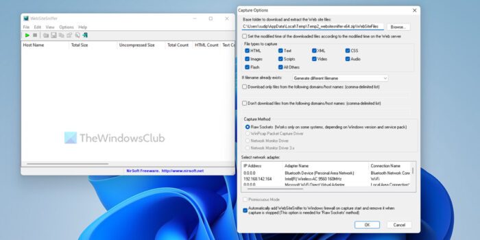 Gather Network Statistics with WebSiteSniffer for Windows 11/10