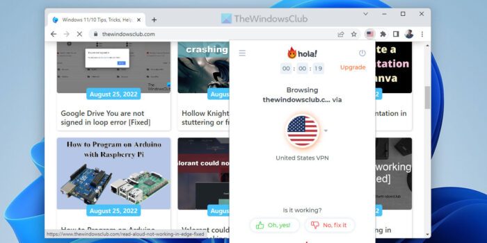 Hola is a free VPN to bypass internet restrictions and open blocked websites