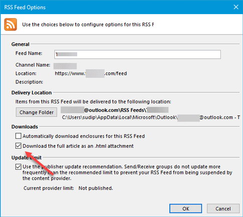 Microsoft Outlook Rss Feeds Not Updating On Windows Pc 1