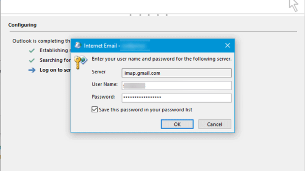 outlook not asking for password after changing password