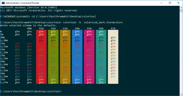 Modify default Color scheme of command prompt