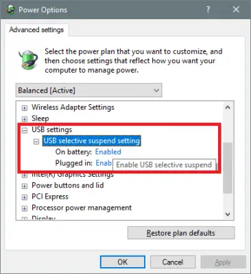 Enable USB Selective Suspend