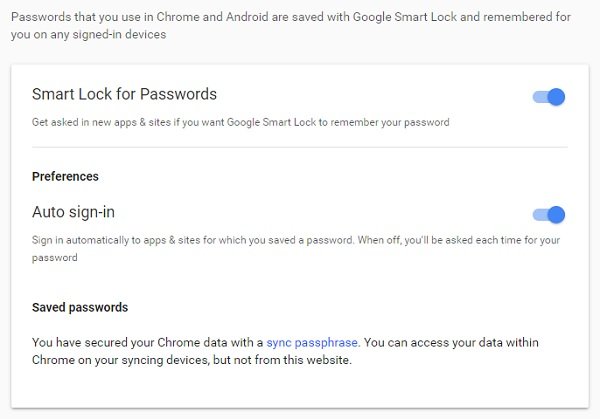 Google password manager smart lock