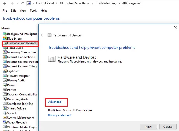 Hardware Troubleshooter