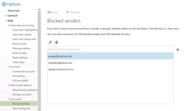Block a sender or contact from sending emails in Gmail or Outlook.com