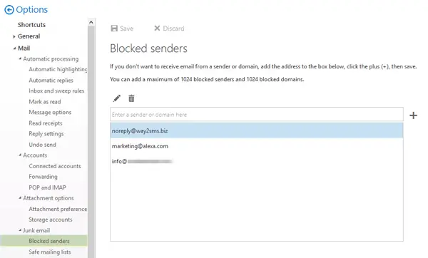 how to unblock sender in outlook version 16