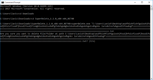 Delete files with Long Path using SuperDelete