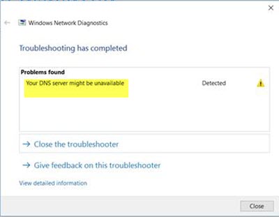 Your DNS Server might be unavailable in Windows 11 10 - 61