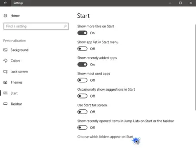 choose which folders appear on Start