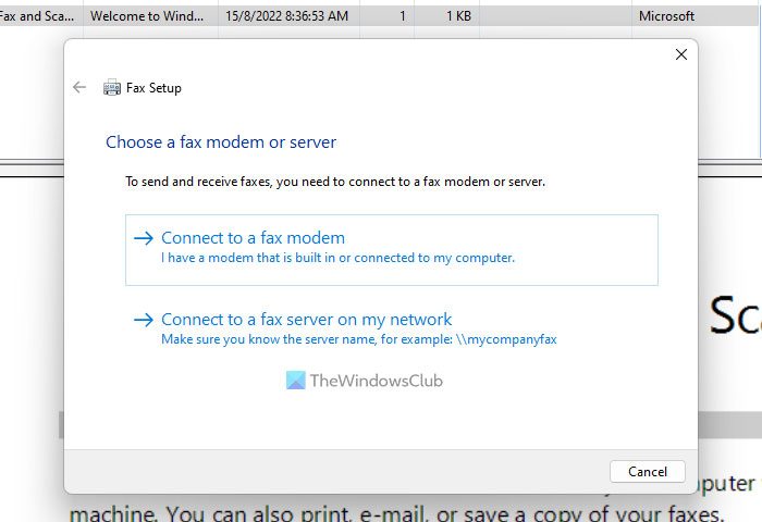 Set up your Windows 11/10 computer to send and receive Fax