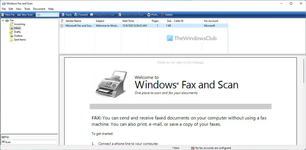 Set up your Windows 11/10 computer to send and receive Fax