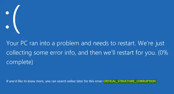 CRITICAL_STRUCTURE_CORRUPTION Stop Error on Windows 11/10/8/7