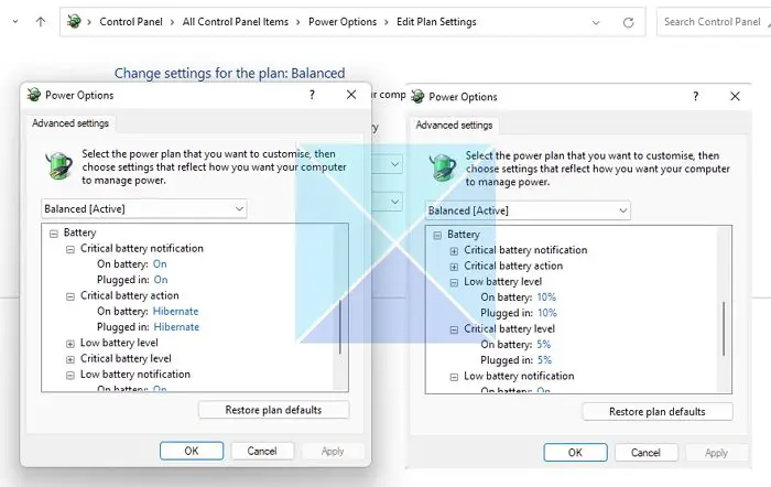 Change Battery Plan Settings Windows