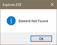 Element Not Found windows 10