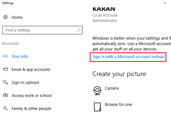 Sign in with Microsoft Account