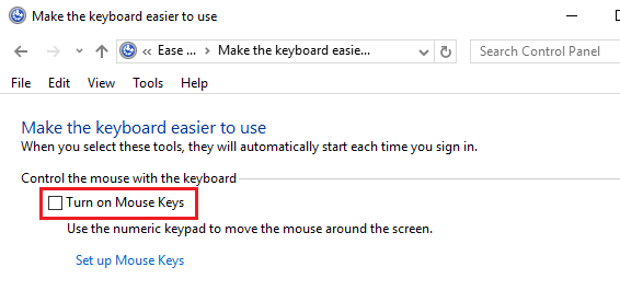 Turn Off Mouse Keys