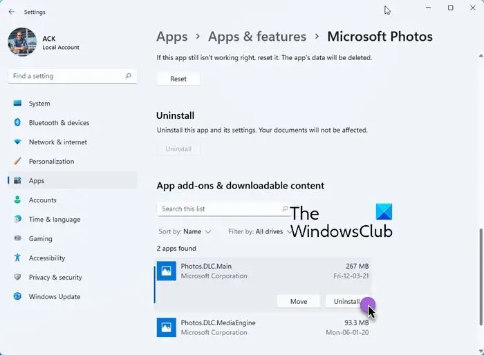 Microsoft Mağaza Uygulamalarının Uygulama Eklentilerini Kaldırın