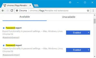 flags chrome tweaks account bank user instamed provider change experience better export import password changes