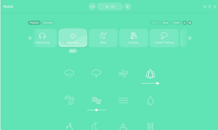 Noisli work relax sound generator