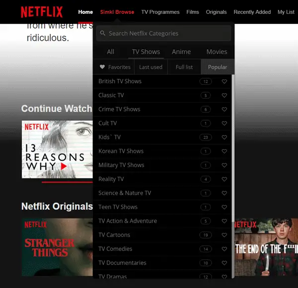 Find secret Netflix categories, Movies & TV shows