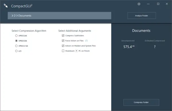 Compress installed Programs with CompactGUI