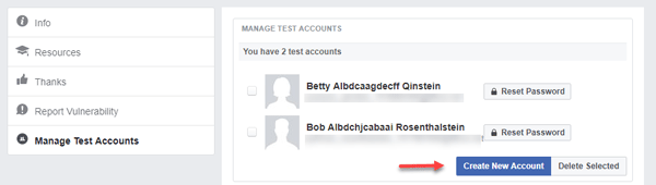 Create a Test Account on Facebook