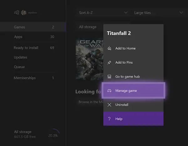 Manage Games on Xbox One