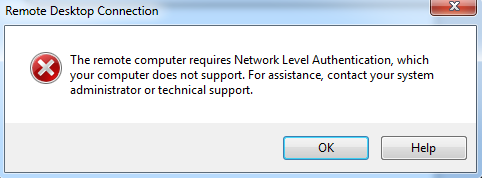 The remote computer requires Network Level Authentication