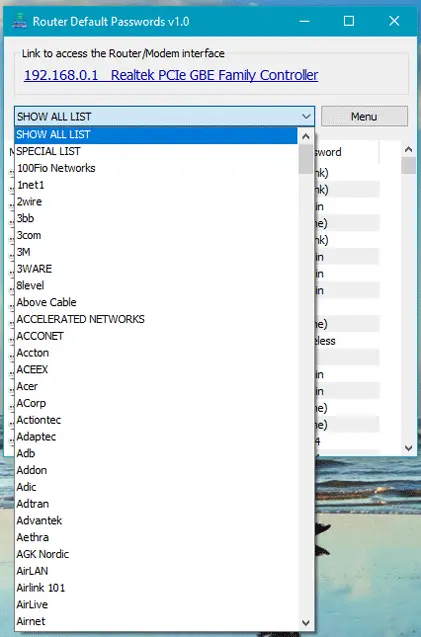 Router Default Password