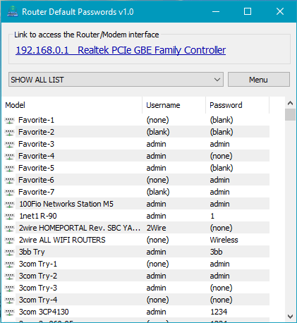 Find out default username & password for Router