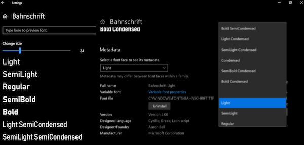 Windows 10 Font Settings Option