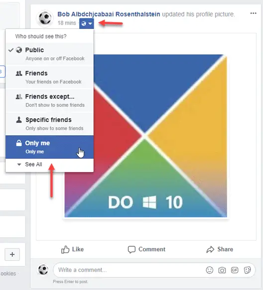 Change Facebook Profile Picture without notifying anyone