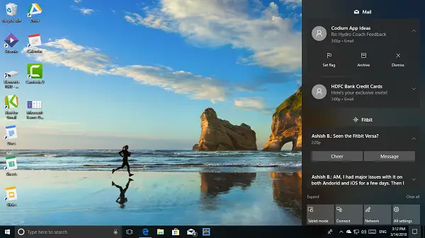 customize Notifications and Action Center on Windows 10