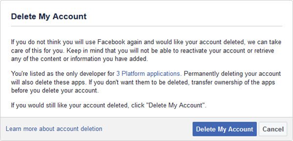 Delete Facebook account permanently