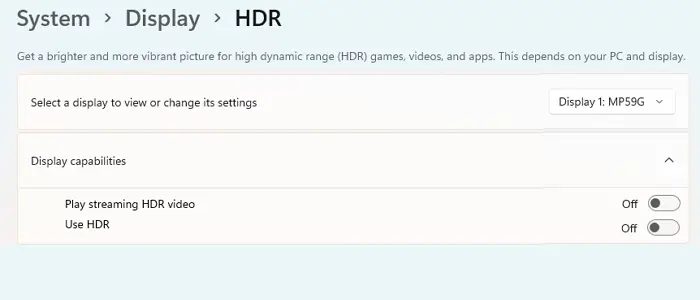 Enable HDR Settings Windows