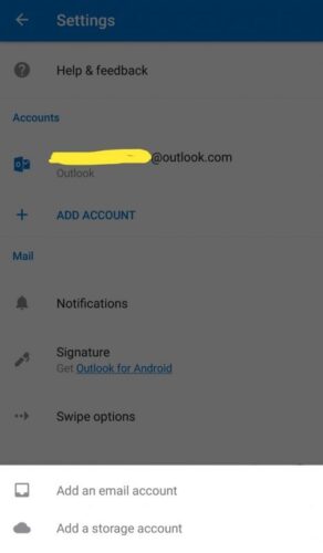 Add multiple accounts in Outlook app
