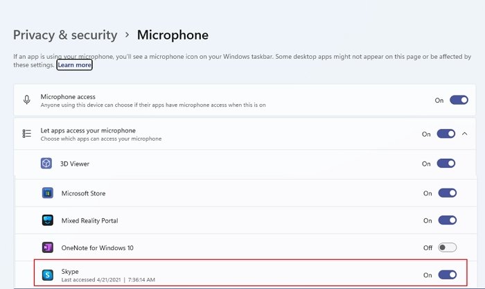 Windows Microphone App Access