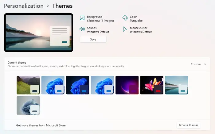 Windows Theme Personalization