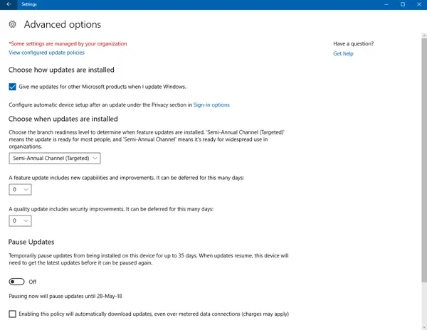 delay or defer Windows 10 Upgrade