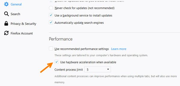 disable hardware acceleration in Firefox and Chrome