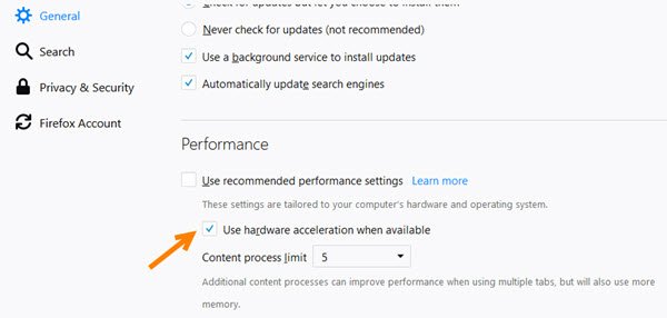disable hardware acceleration in Firefox and Chrome